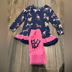 Girls simply southern Navy Dog Print outfit set with Pink Leggings size 4 / 4t